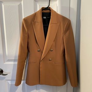 ZARA Camel Double Breasted Long Blazer